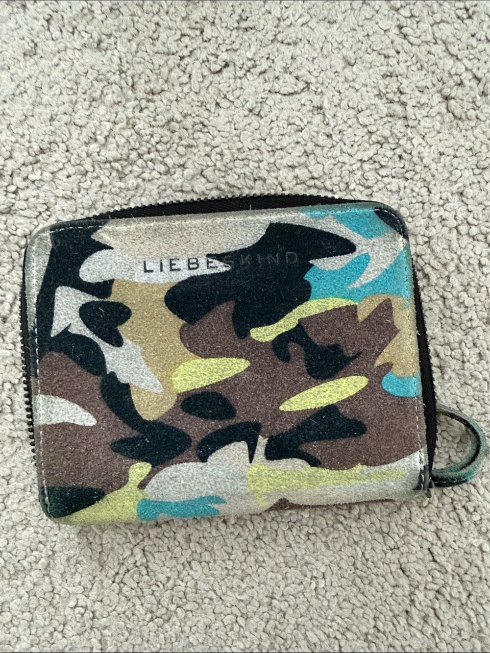 Liebeskind Camouflage Zip Wallet in Brown, Black, Green, Yellow, Teal